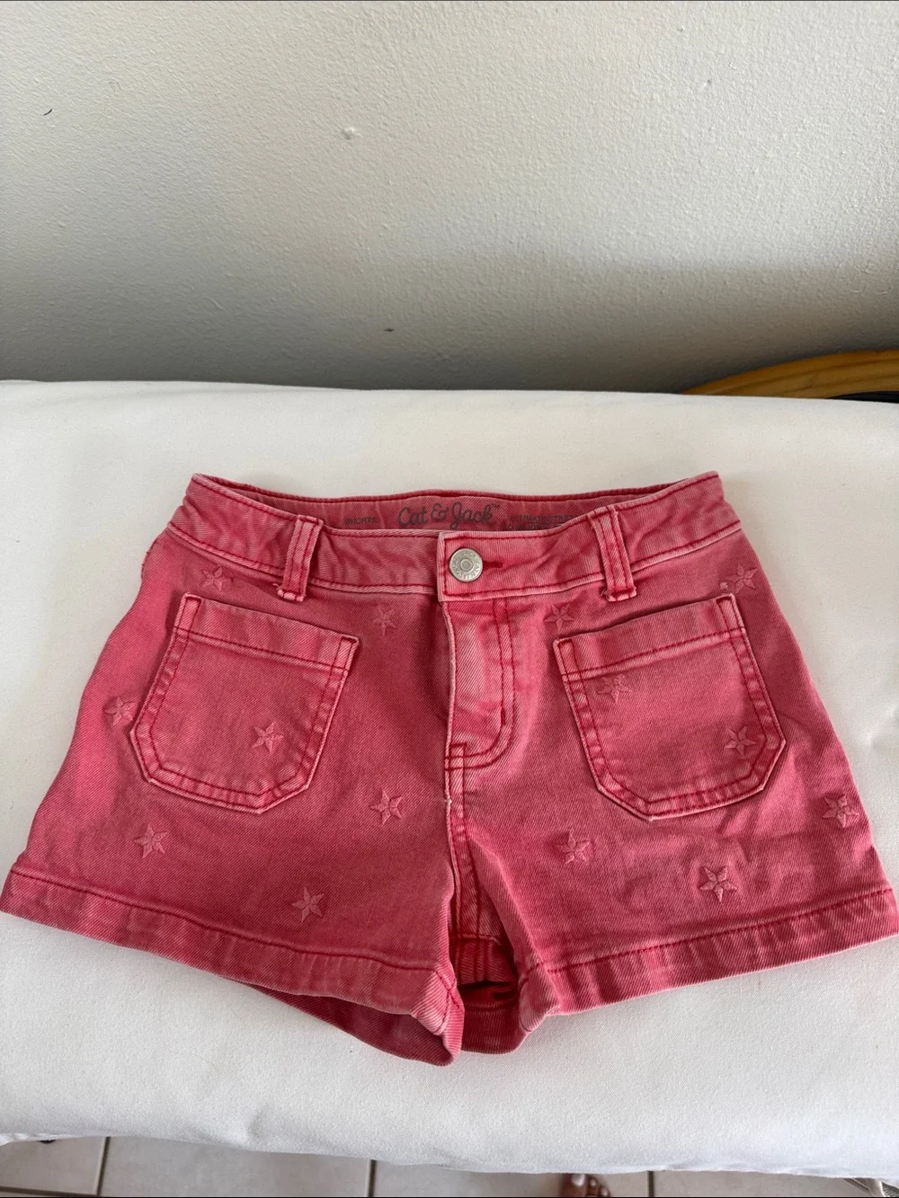 Cat&Jack Girl’s Light Red Ultimate Stretch Shorts w/ White Rib Tank Top Sz S 6/7